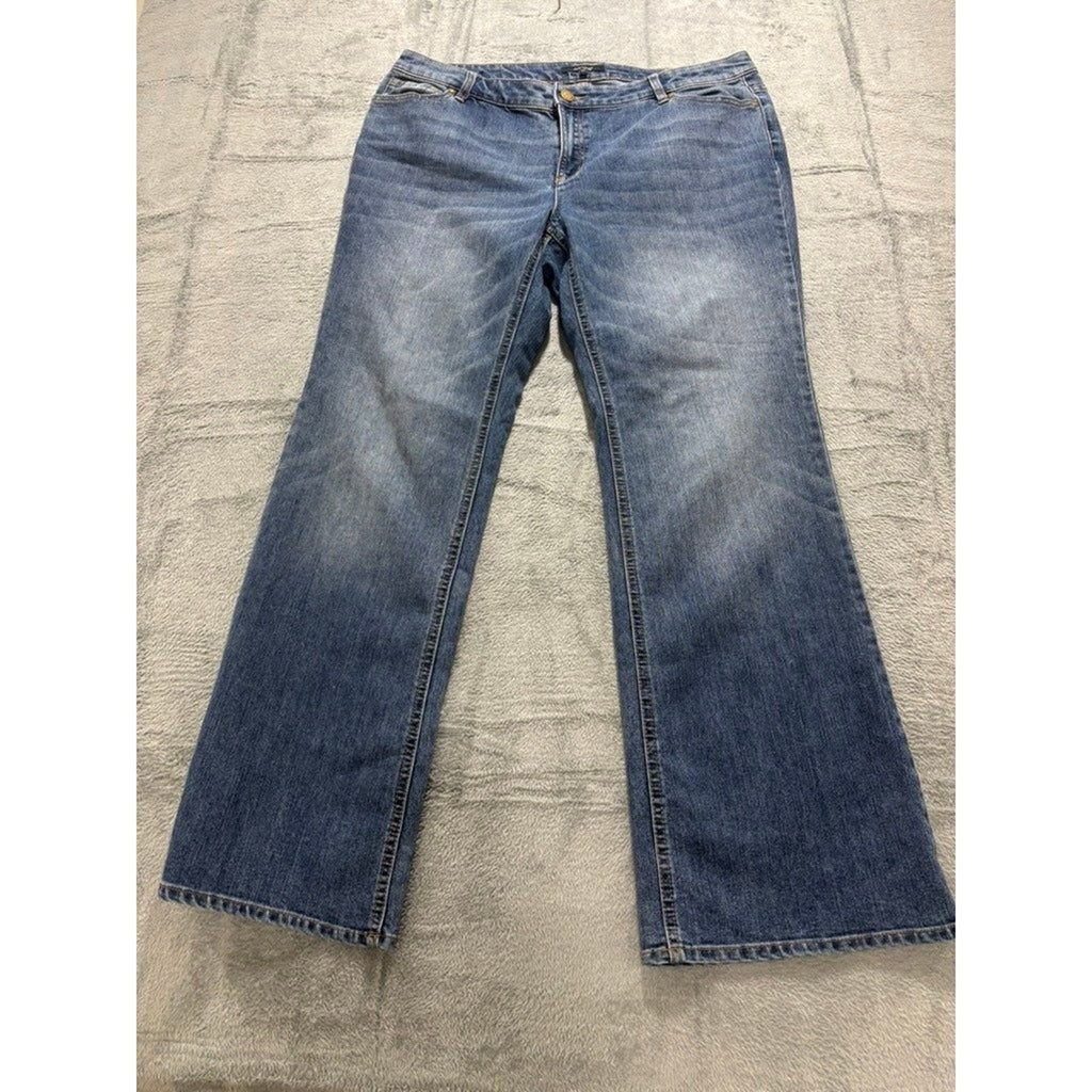 Daisy Fuentes Blue Bootcut Jeans Womens 16W Medium Wash Mid Rise Stretch Plus