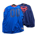 Superman 2 Piece Lot Mens L Blue Football Jersey 00 + Hoodie DC Comics Casual