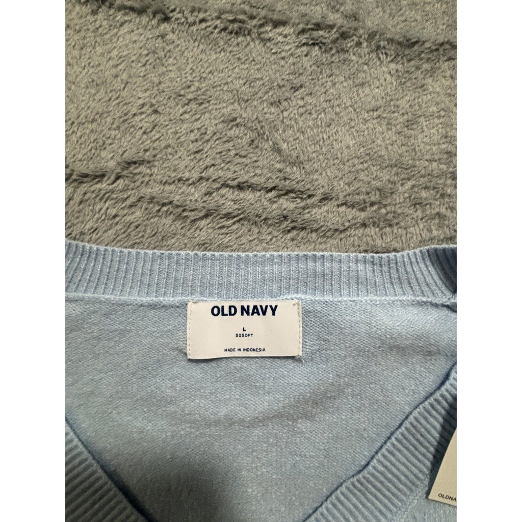 Old Navy L Light Blue Womens V-Neck SoSoft Sweater Relaxed Cozy Casual