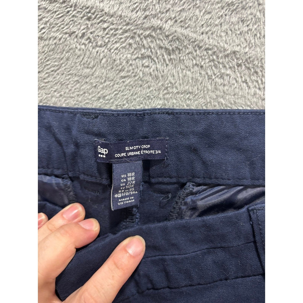 Gap 18R Navy Blue Womens Slim City Crop Pants Casual Preppy