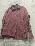 Boss Hugo Boss Mens XXXL Burgundy Striped Long Sleeve Button Up Dress Shirt