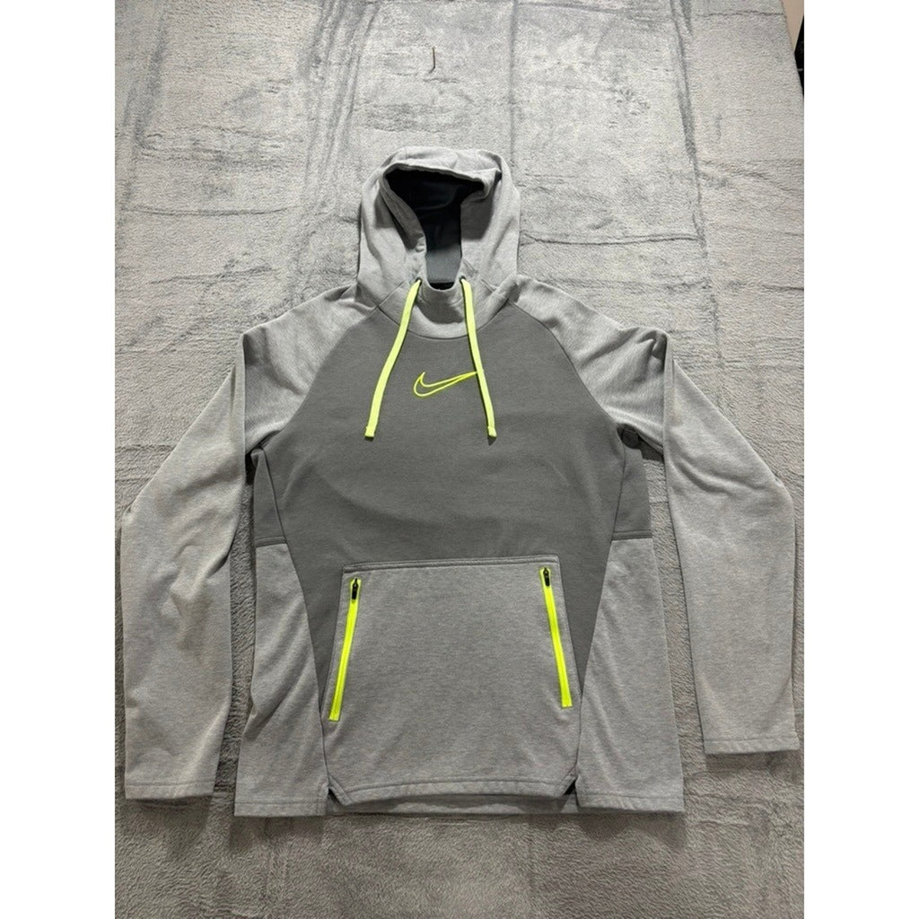 Nike M Gray Therma-FIT Pullover Hoodie Womens Crewneck Swoosh Logo Athleisure