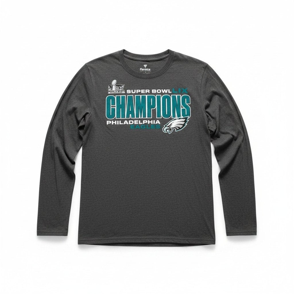 Fanatics M Gray Philadelphia Eagles Super Bowl LIX Champions Womens Shirt Casual