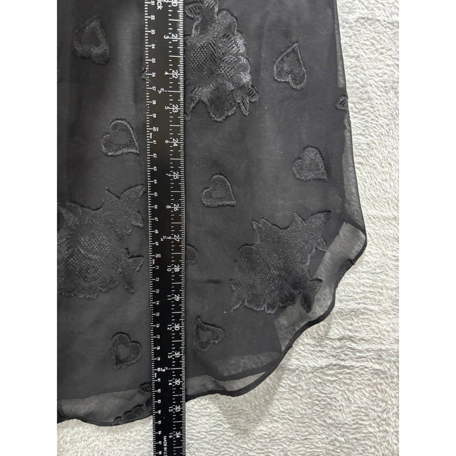 L.A. Intimates Blouse Womens Medium Black Sheer Floral Heart Button Up