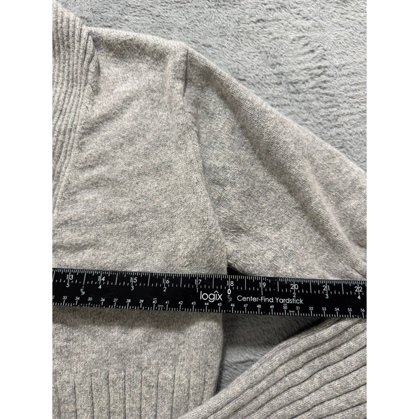 Coupé Collection Cardigan Sweater Womens M Gray Ribbed Longline Button Front