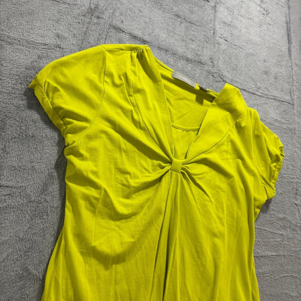 Liz Claiborne XL Womens Lime Green V-Neck Short Sleeve Top Casual Coastal