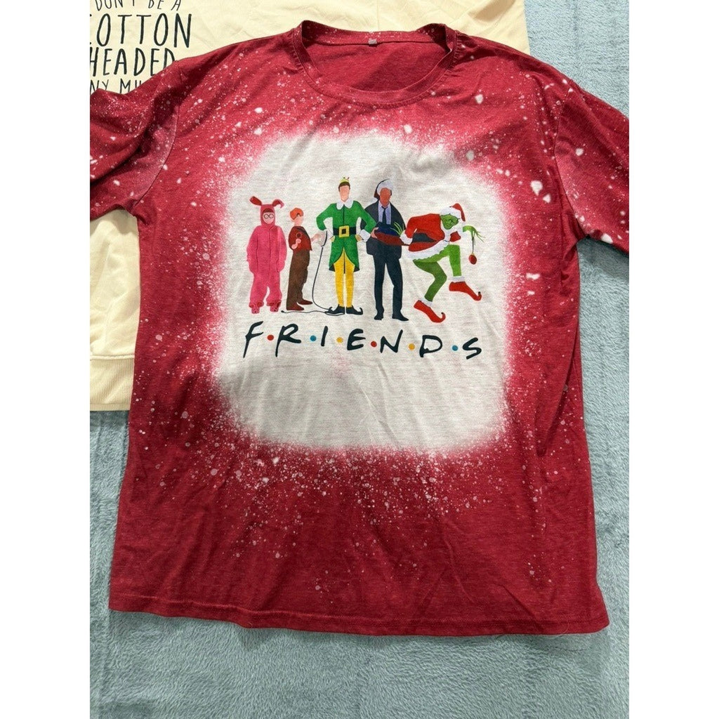 Christmas Elf Friends Mashup Bleached T-Shirt Bundle Unisex 2XL 3XL Holiday Lot