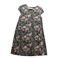 LOFT Womens S Green Pink Floral Short Sleeve Swing Mini Dress Boho Casual Cozy