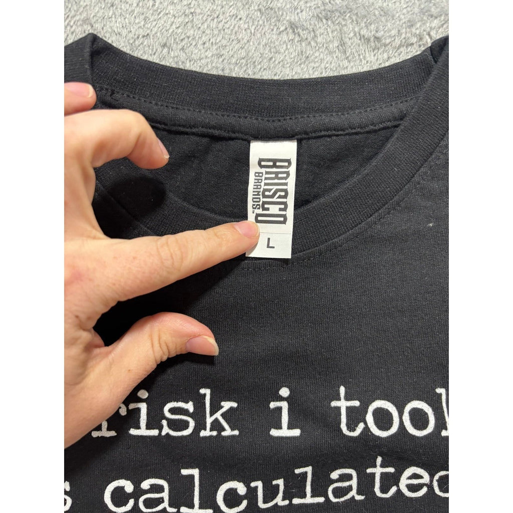 Brisco Brands L Black Womens Calculated Risk Bad At Math Graphic T-Shirt Casual