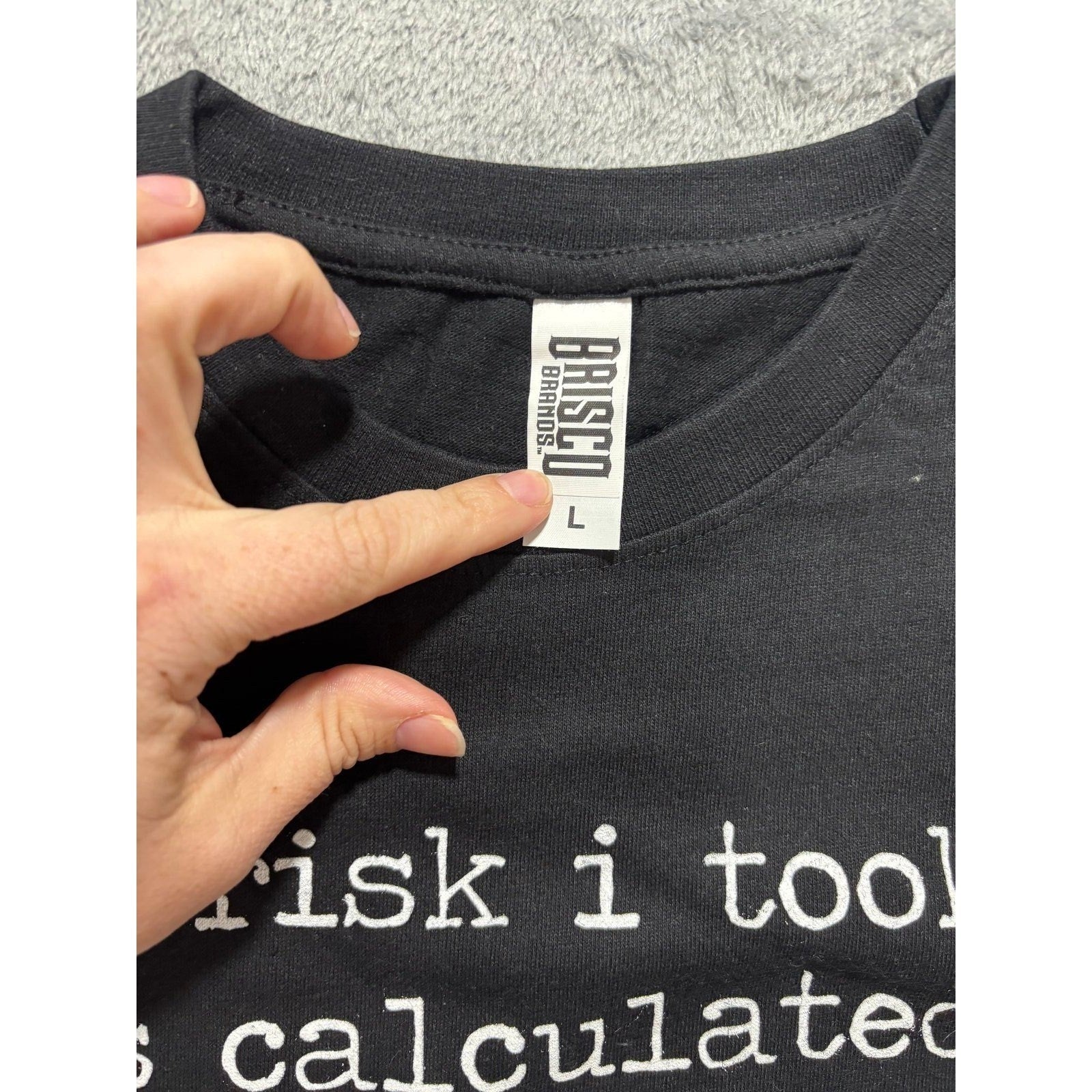 Brisco Brands L Black Womens Calculated Risk Bad At Math Graphic T-Shirt Casual