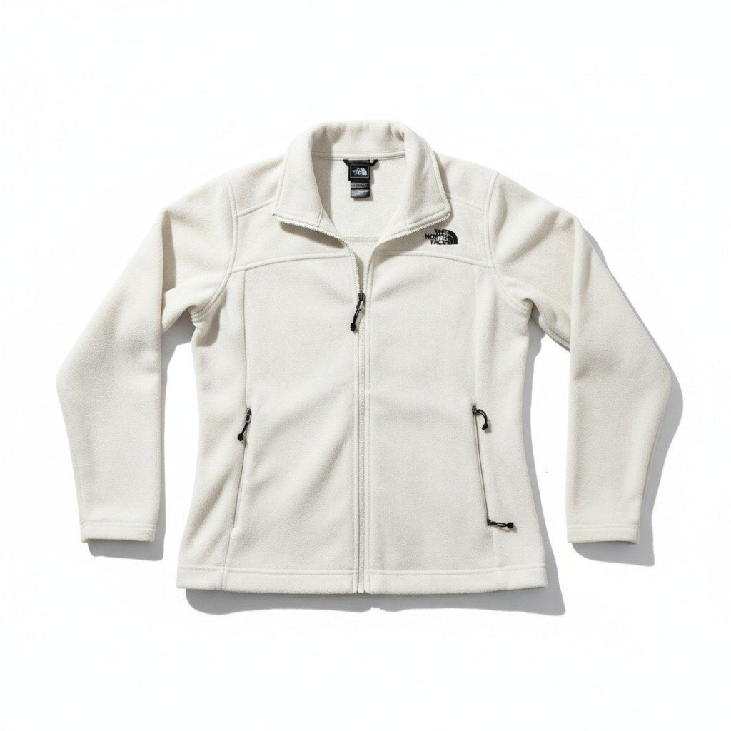 The North Face Womens L Cream Fleece Full Zip Jacket Casual Cozy Athleisure
