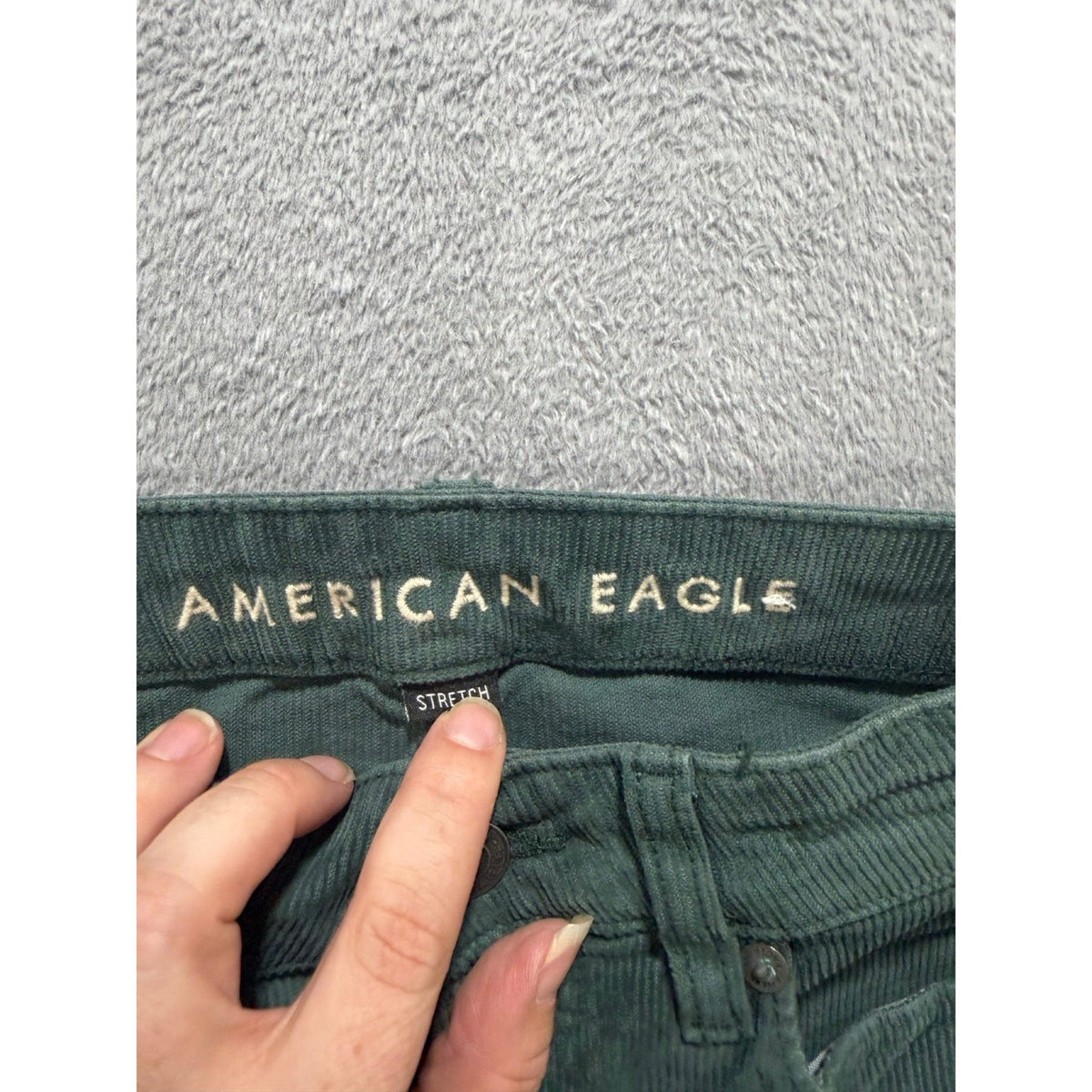 American Eagle 00 Womens Green Stretch Corduroy Straight Jeans High-Rise Boho