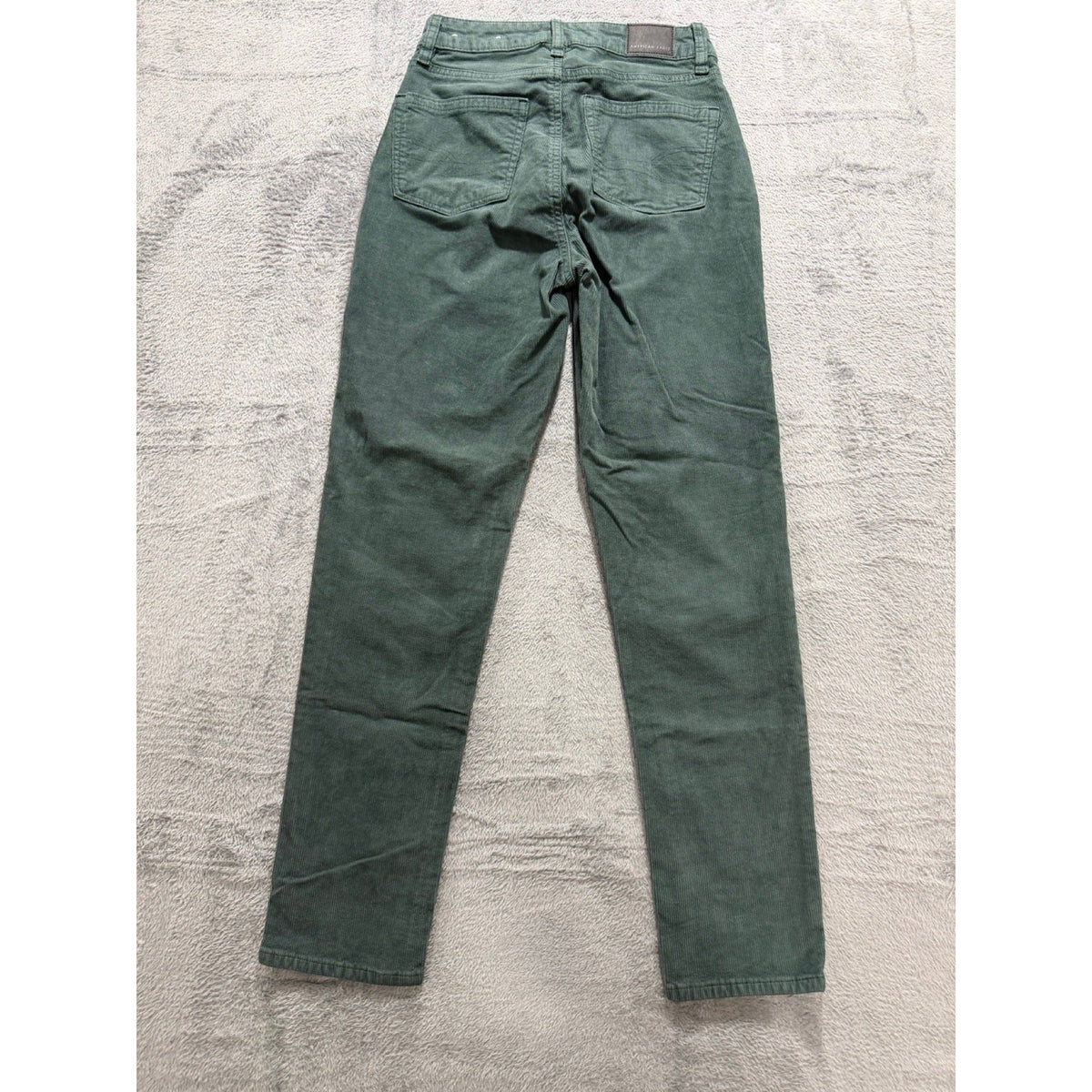 American Eagle 00 Womens Green Stretch Corduroy Straight Jeans High-Rise Boho