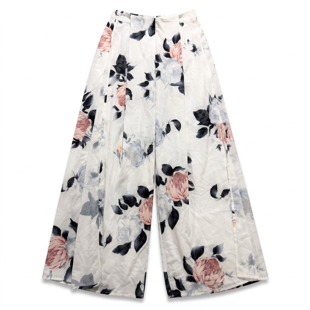 Solaris Style Womens S White Floral Wide Leg Pants Boho Vintage Casual