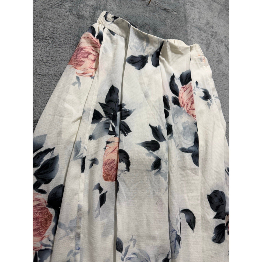 Solaris Style Womens S White Floral Wide Leg Pants Boho Vintage Casual