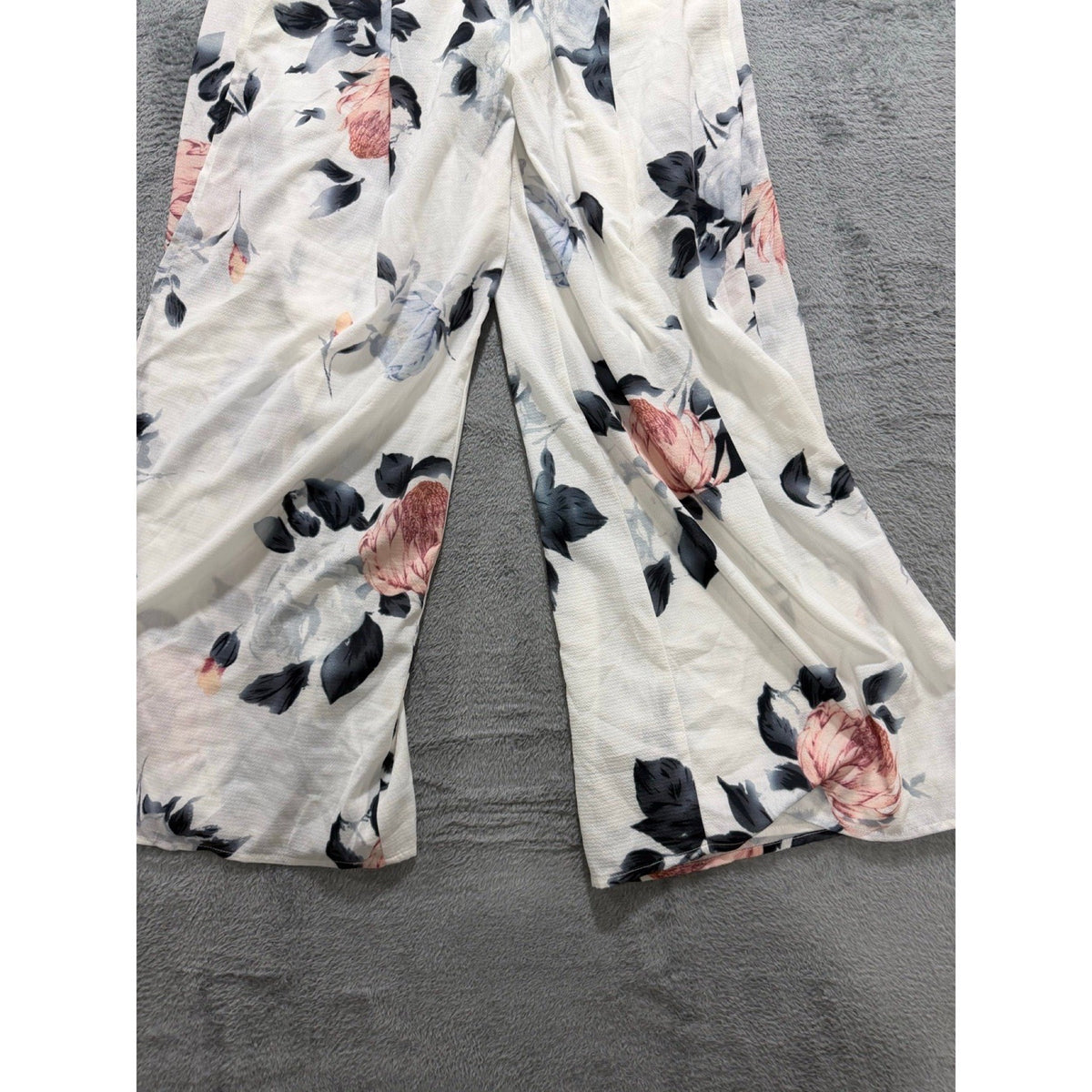 Solaris Style Womens S White Floral Wide Leg Pants Boho Vintage Casual