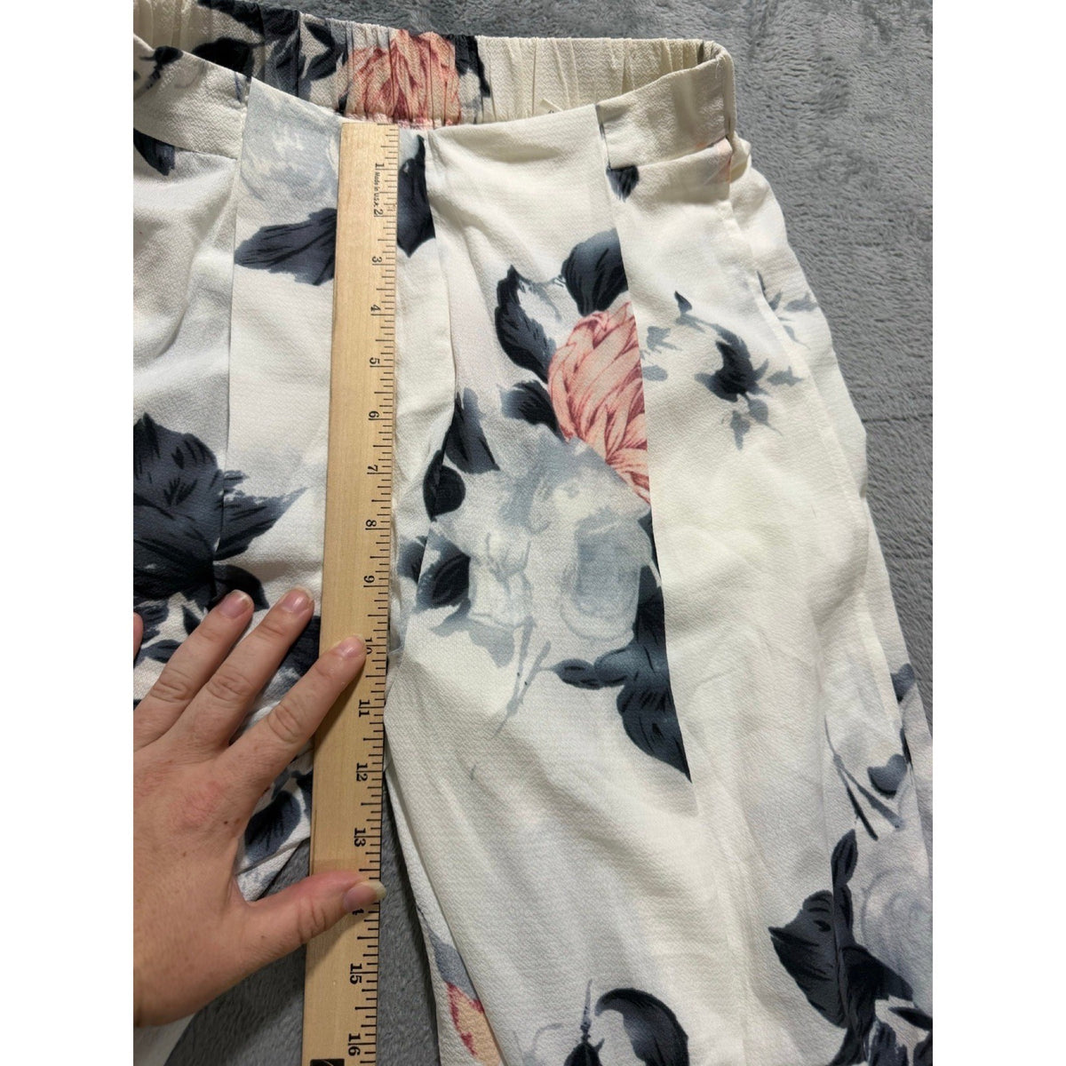 Solaris Style Womens S White Floral Wide Leg Pants Boho Vintage Casual