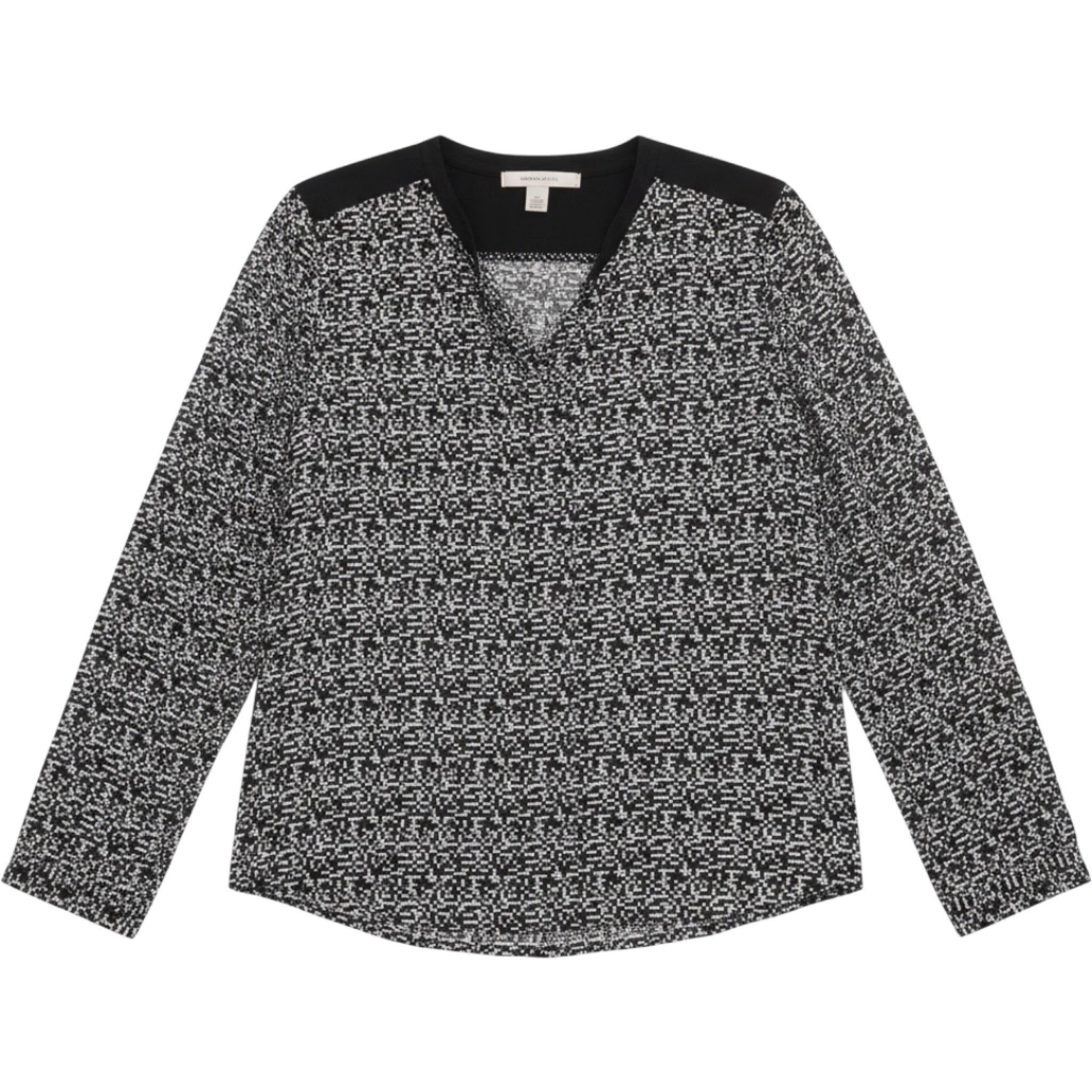 Forever 21 Contemporary Geometric Print Blouse Black White V Neck L Career Work