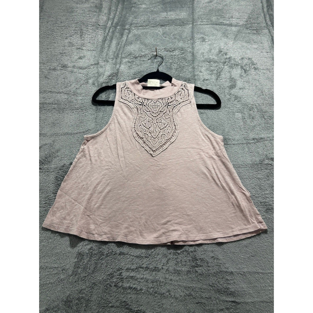 H.I.P. Womens XS Mauve Pink Lace Bib High Neck Sleeveless Tank Top