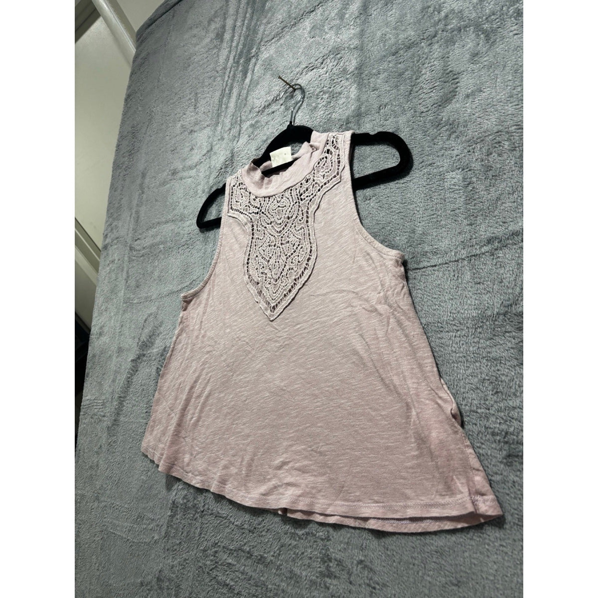 H.I.P. Womens XS Mauve Pink Lace Bib High Neck Sleeveless Tank Top
