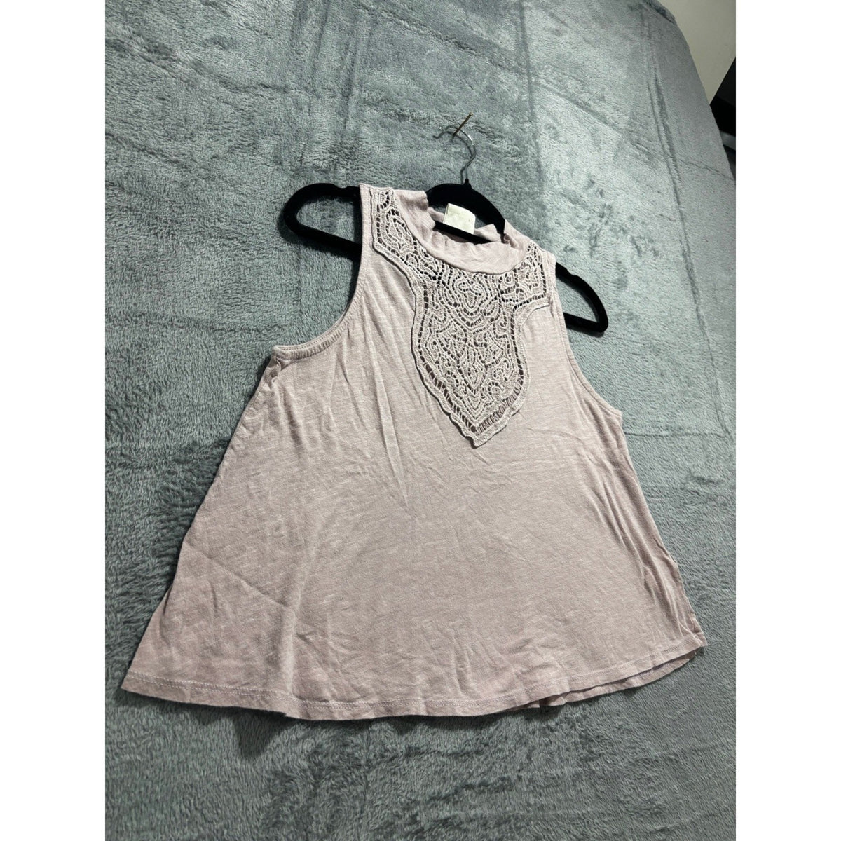 H.I.P. Womens XS Mauve Pink Lace Bib High Neck Sleeveless Tank Top