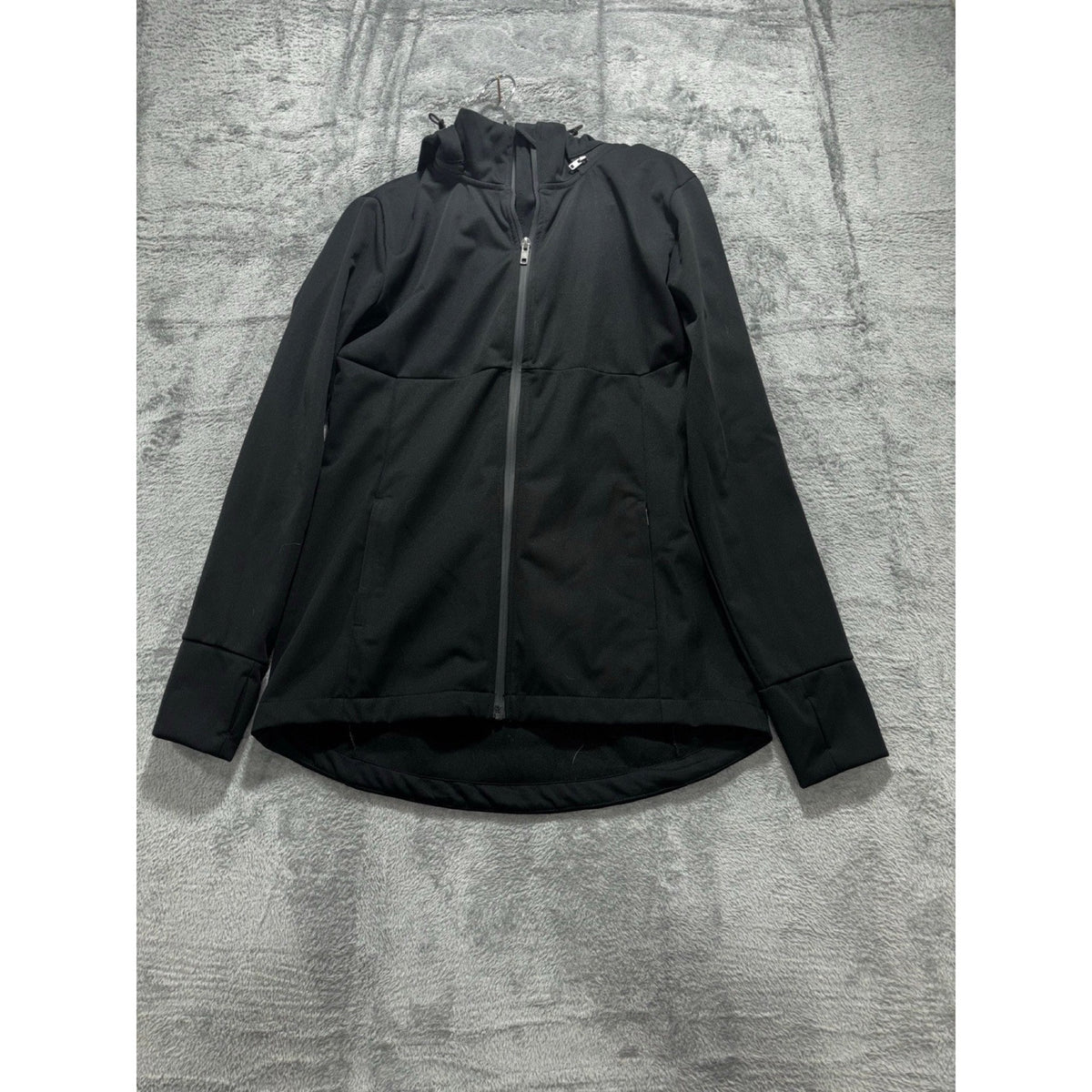 Sport-Tek Womens S Black Hooded Zip Softshell Jacket Athleisure Casual