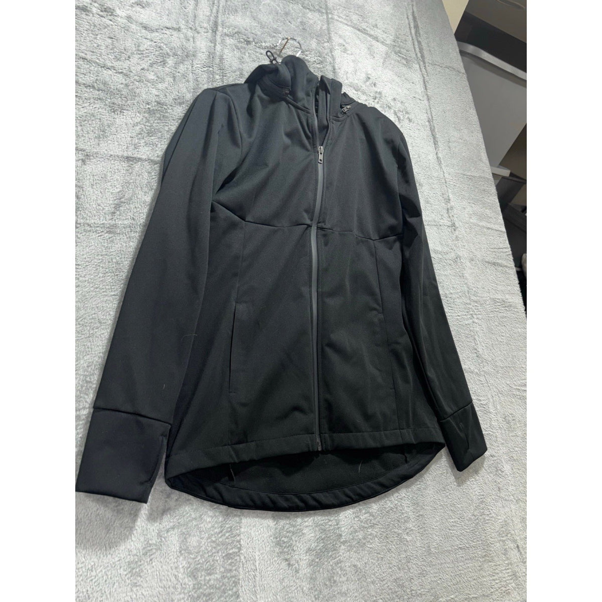 Sport-Tek Womens S Black Hooded Zip Softshell Jacket Athleisure Casual