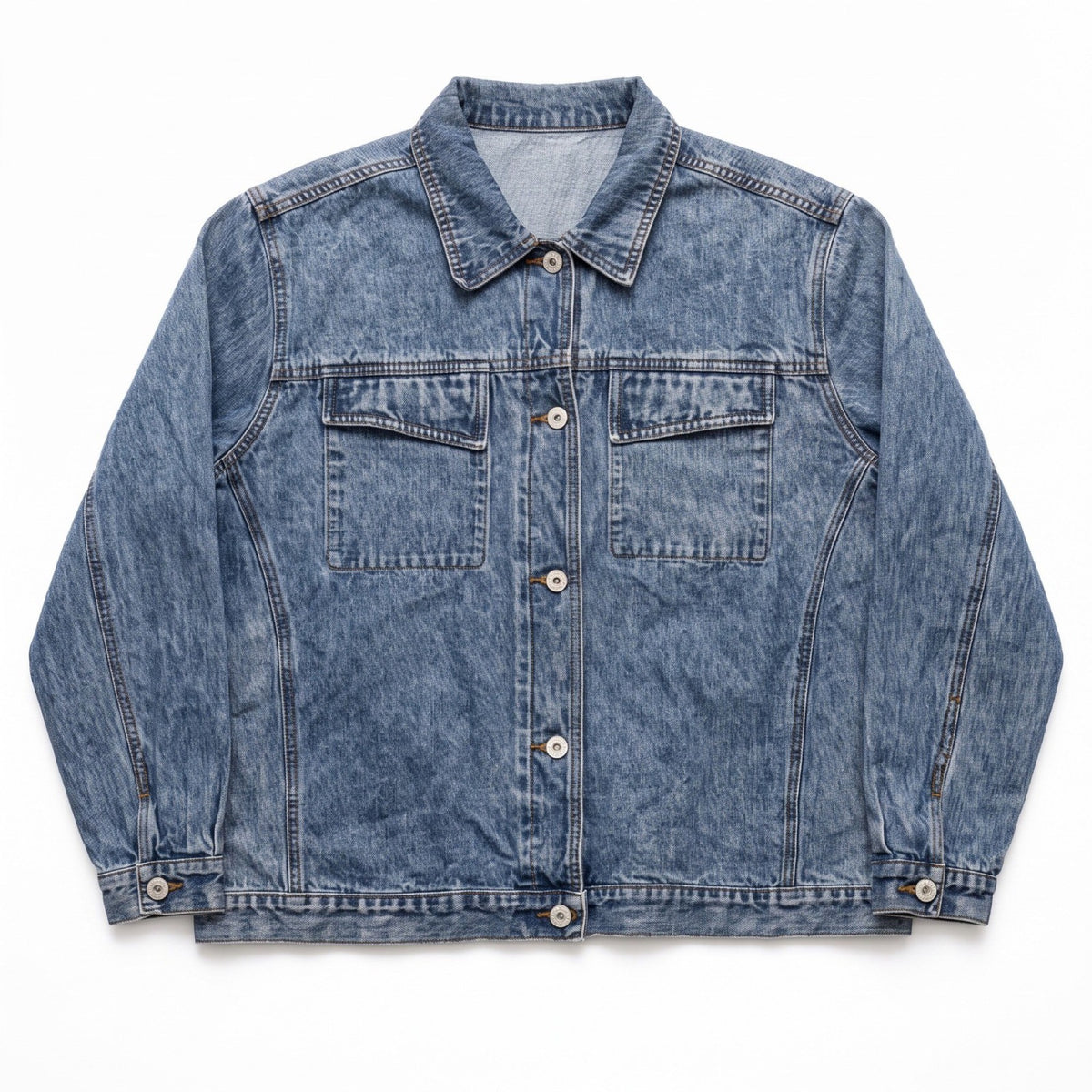 L.A. Blues Unisex Blue Acid Wash Denim Trucker Jacket Size Not Tagged