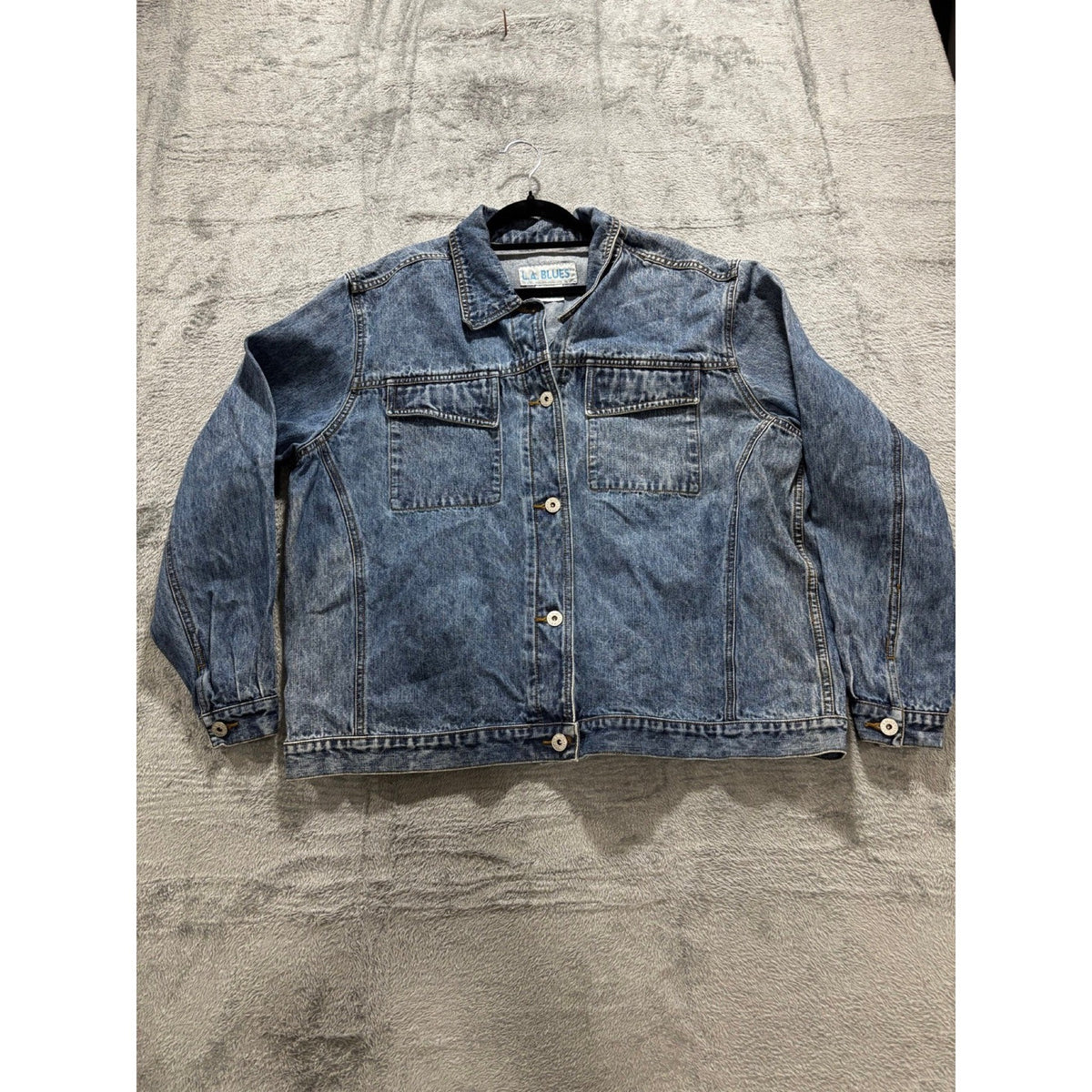 L.A. Blues Unisex Blue Acid Wash Denim Trucker Jacket Size Not Tagged