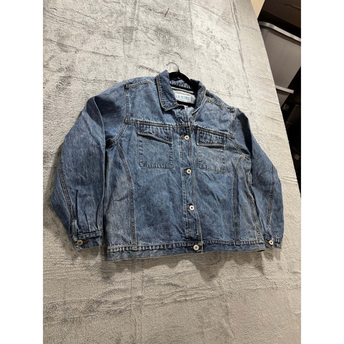 L.A. Blues Unisex Blue Acid Wash Denim Trucker Jacket Size Not Tagged