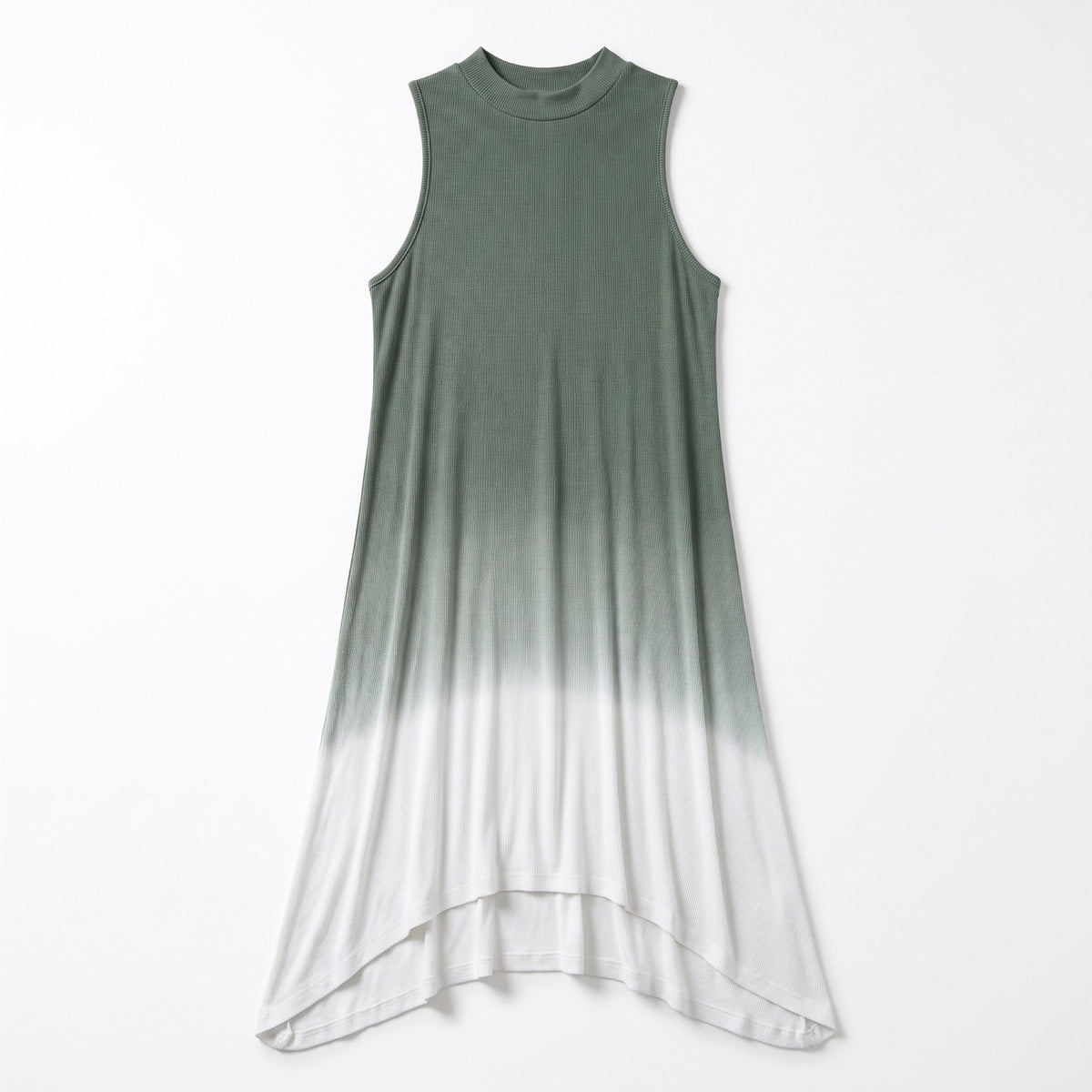 Alya XS Womens Green White Ombre Mock Neck High Low Dress Boho Casual