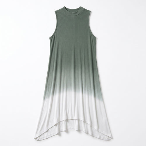 Alya Women's Green White Ombre Mock Neck Dress XS