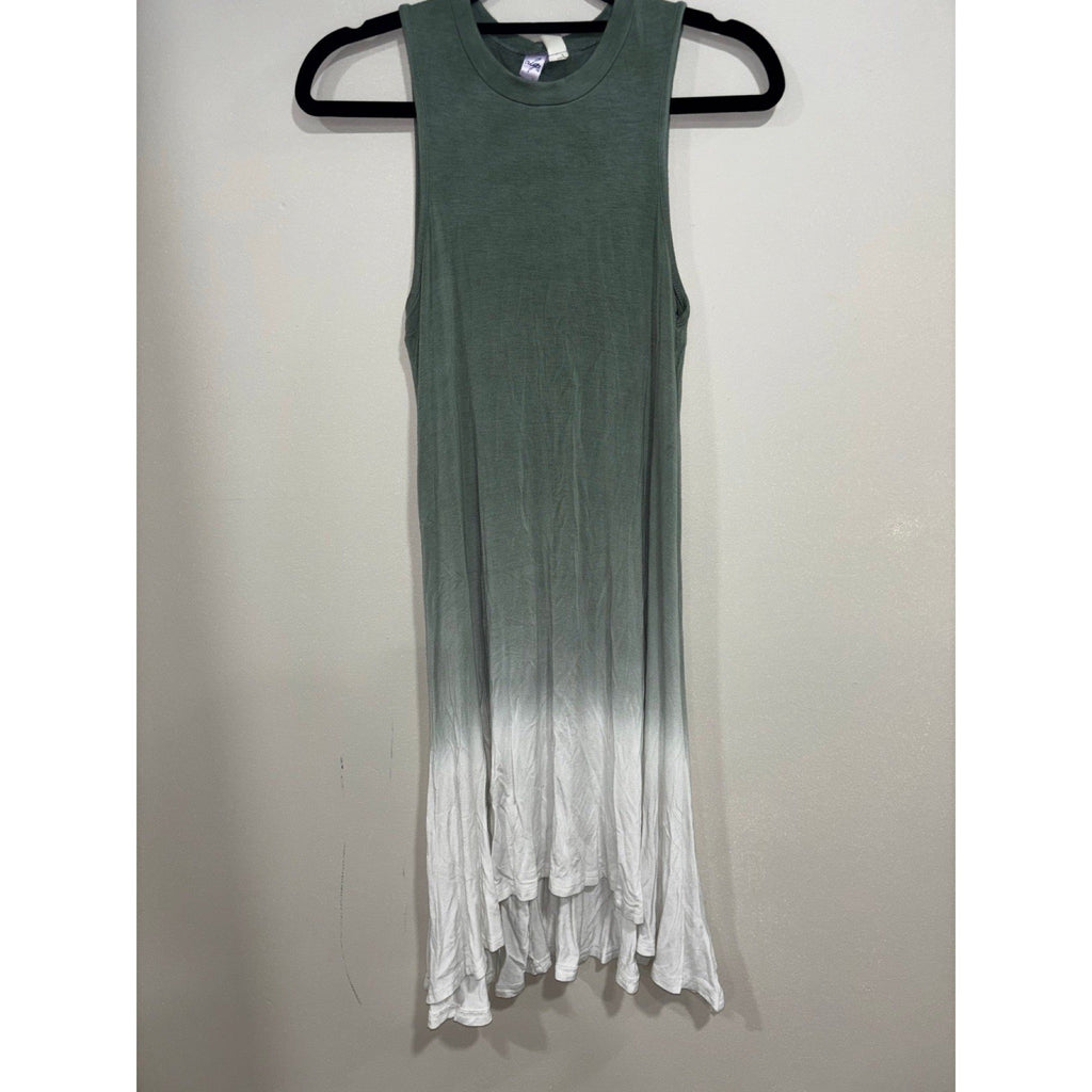 Alya XS Womens Green White Ombre Mock Neck High Low Dress Boho Casual