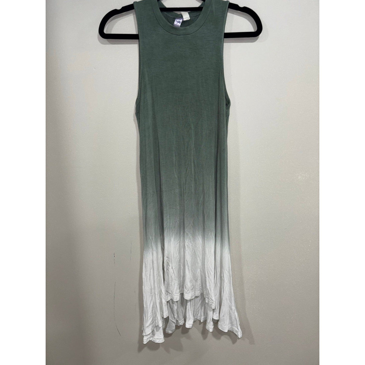Alya XS Womens Green White Ombre Mock Neck High Low Dress Boho Casual
