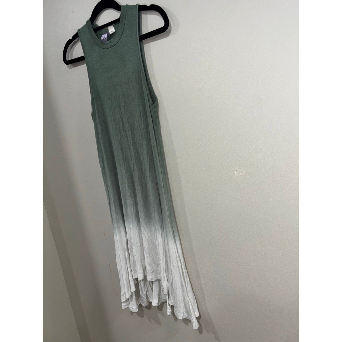 Alya XS Womens Green White Ombre Mock Neck High Low Dress Boho Casual