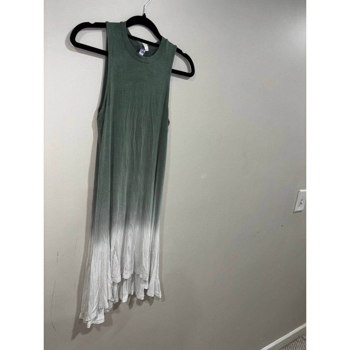 Alya XS Womens Green White Ombre Mock Neck High Low Dress Boho Casual