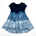 Raya Sun S Navy Blue Tie Dye Short Sleeve High Low Dress Womens Boho Casual