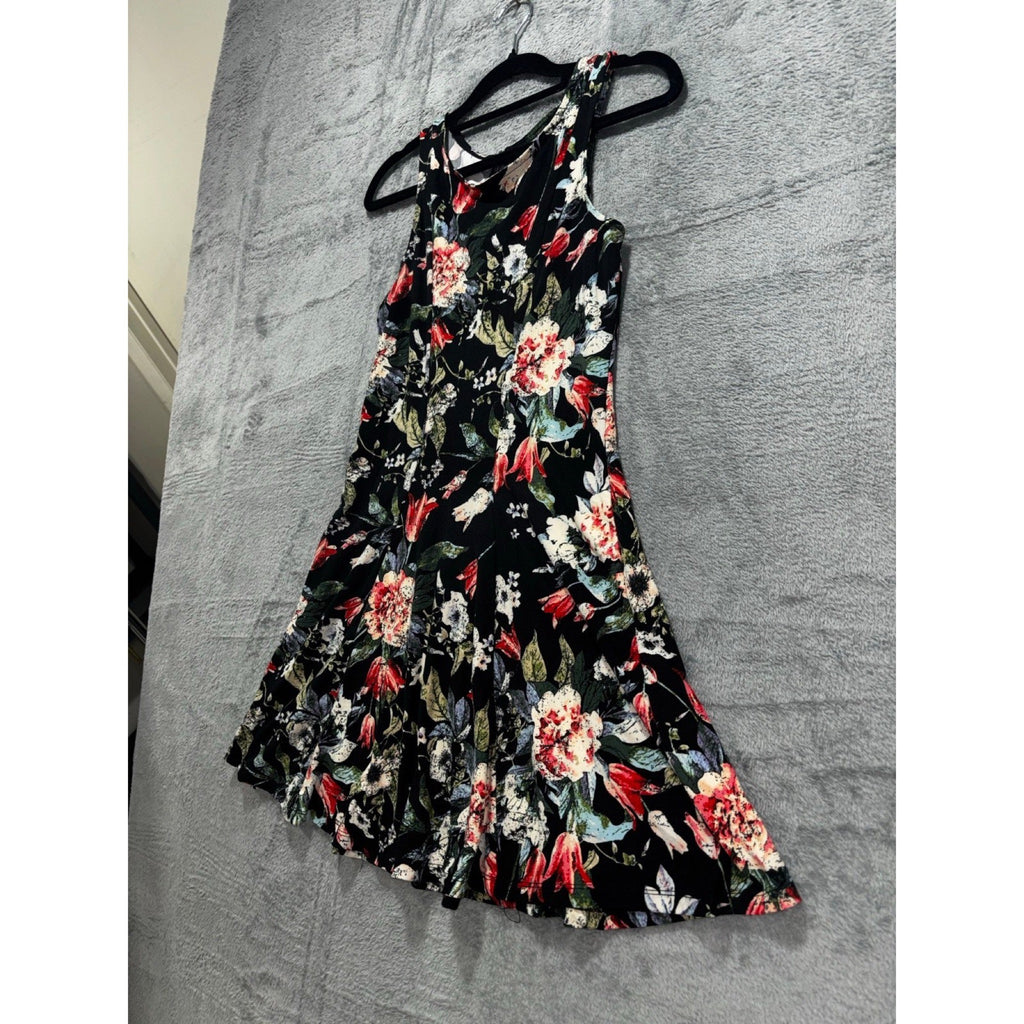 Mudd S Womens Black Floral Sleeveless Fit Flare Dress Boho Casual