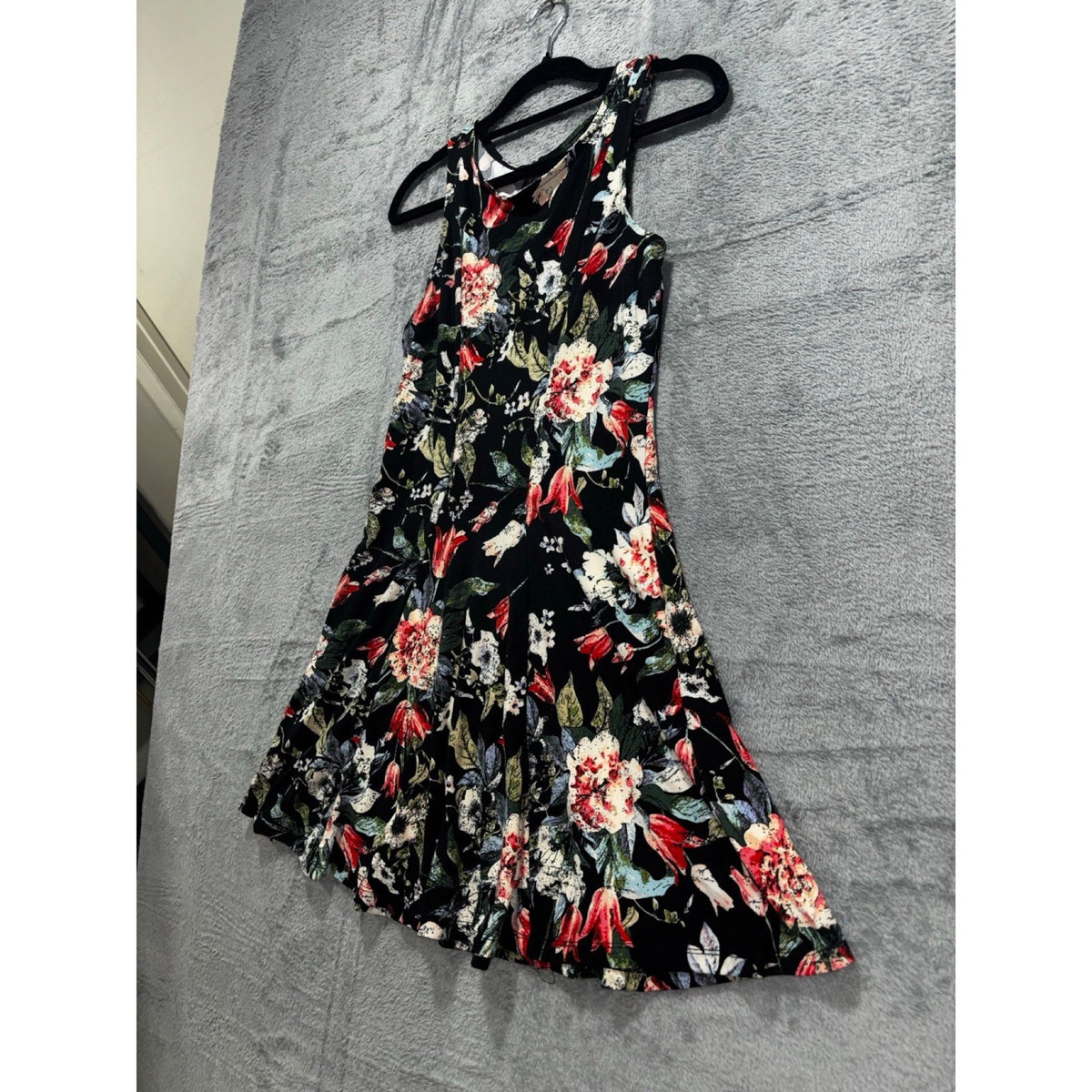 Mudd S Womens Black Floral Sleeveless Fit Flare Dress Boho Casual