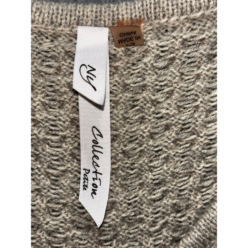 NY Collection PS Beige Cable Knit Sweater Dress Womens Petite Cozy Casual