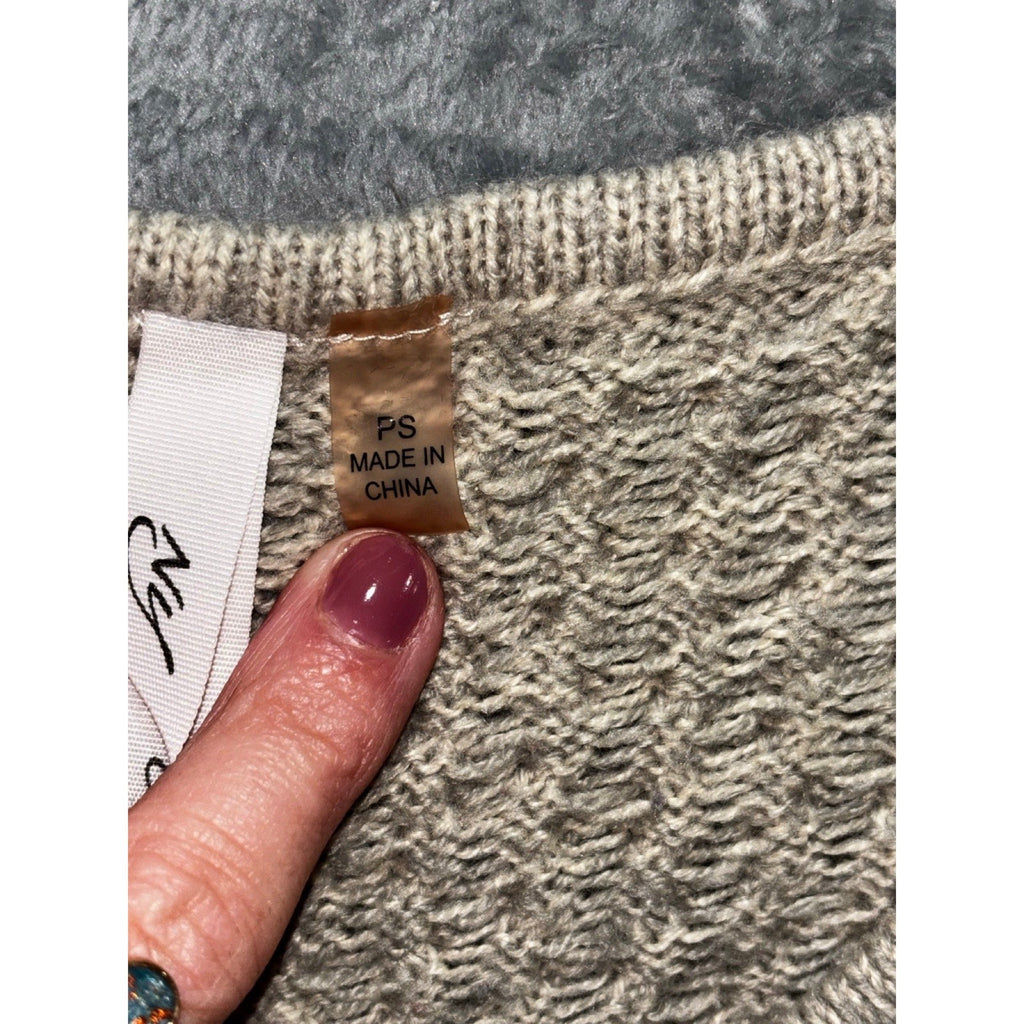 NY Collection PS Beige Cable Knit Sweater Dress Womens Petite Cozy Casual