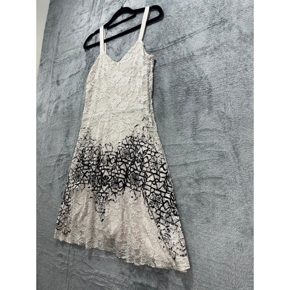 Free People S Womens Ivory Lace Sleeveless Printed Border Dress Boho