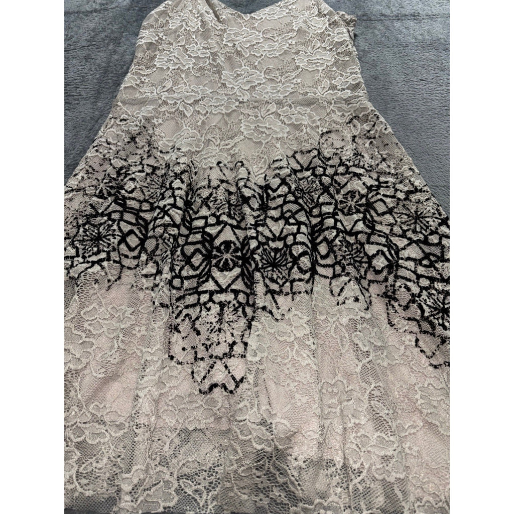 Free People S Womens Ivory Lace Sleeveless Printed Border Dress Boho