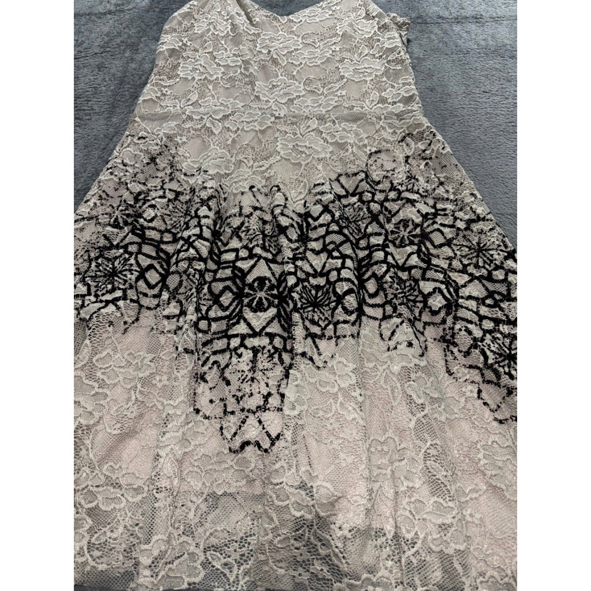 Free People S Womens Ivory Lace Sleeveless Printed Border Dress Boho
