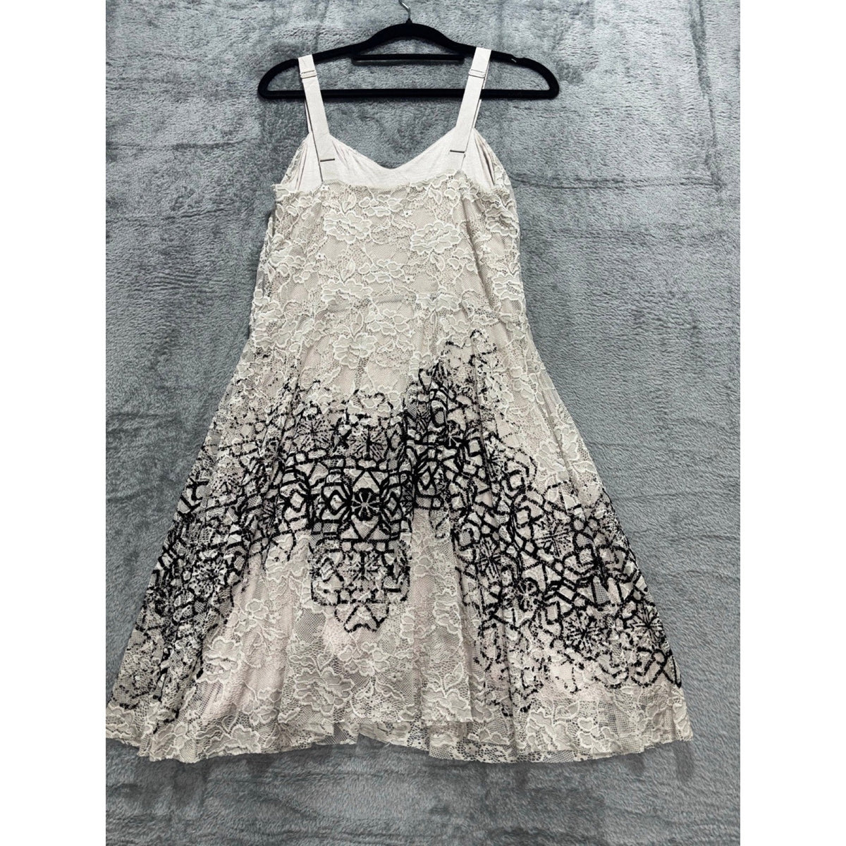 Free People S Womens Ivory Lace Sleeveless Printed Border Dress Boho