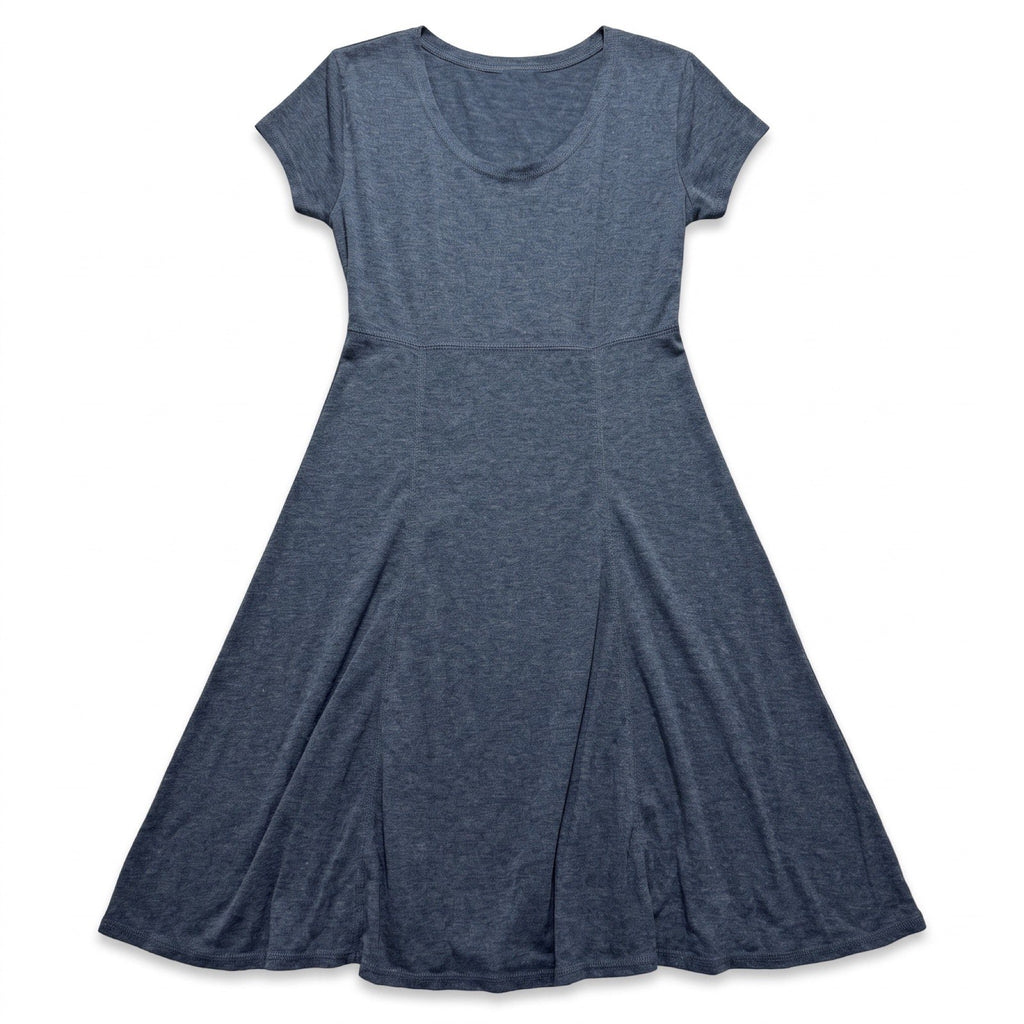Nicki & Zoey M Blue Knit Fit and Flare Dress Womens Casual Short Sleeve