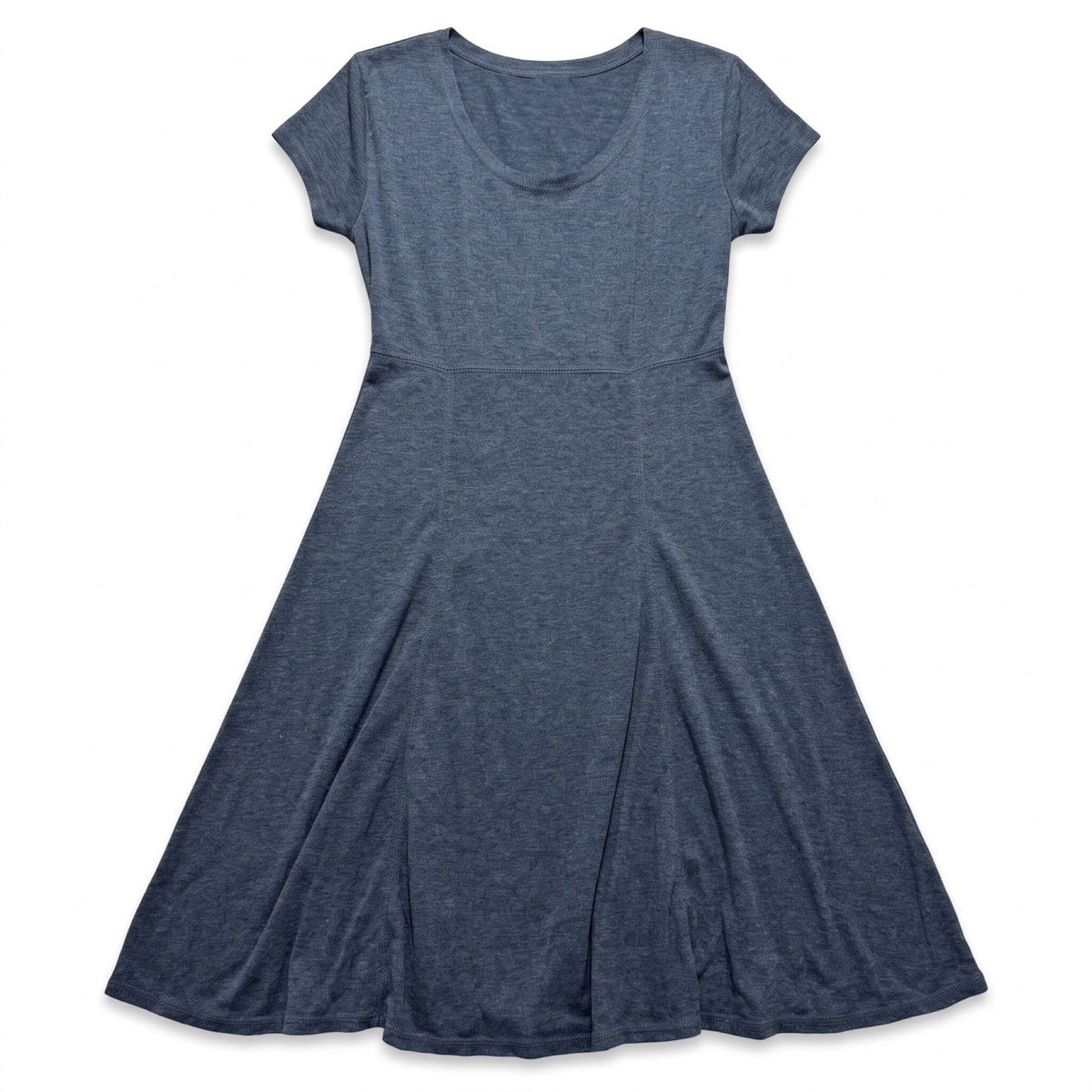 Nicki & Zoey M Blue Knit Fit and Flare Dress Womens Casual Short Sleeve