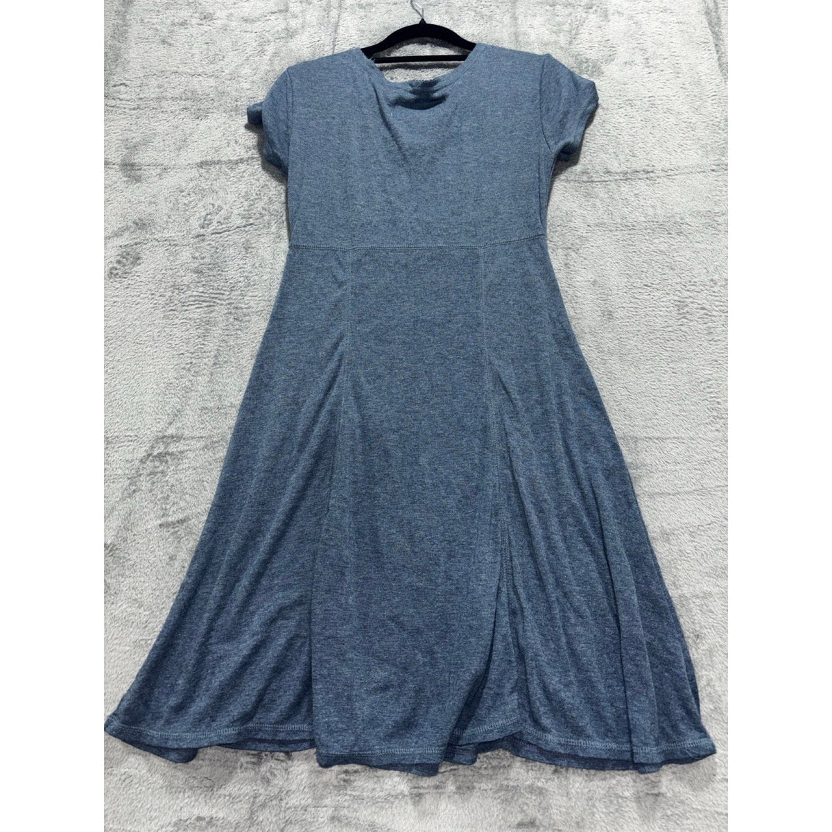 Nicki & Zoey M Blue Knit Fit and Flare Dress Womens Casual Short Sleeve