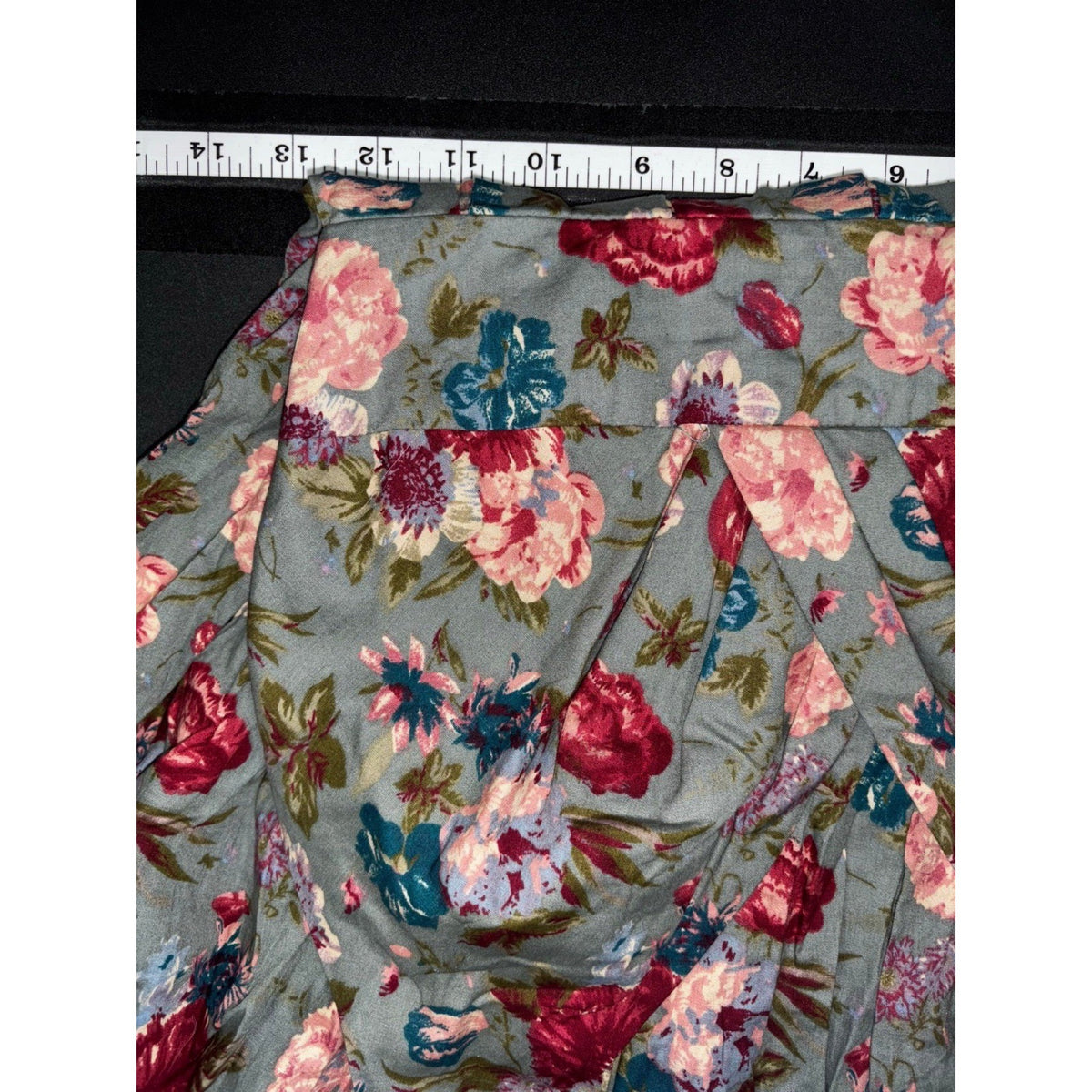 XXI Womens S Sage Green Floral Sleeveless V Neck Sundress Tie Sash Boho Dress