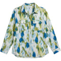 Bar III Tie Dye Button Down Blue Green Career Top XXL Abstract Art Modern